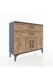 Arges Şifonyer Tek Raflı 2 Çekmeceli 2 Kapaklı 88x30x80 Antrasit-Çam