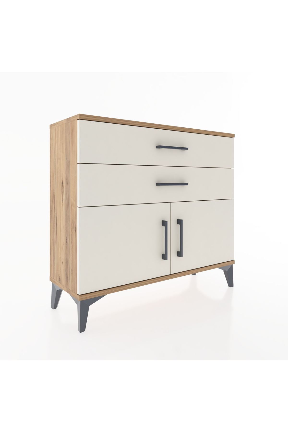 Arges Şifonyer Tek Raflı 2 Çekmeceli 2 Kapaklı 88x30x80 Çam-Aytaşı