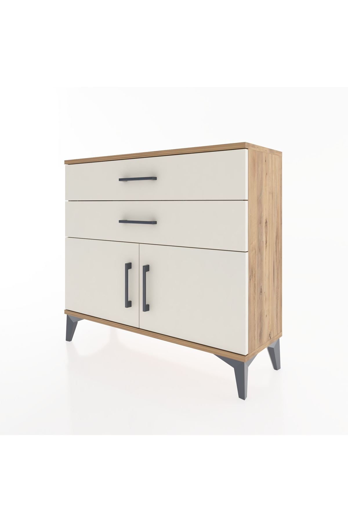 Arges Şifonyer Tek Raflı 2 Çekmeceli 2 Kapaklı 88x30x80 Çam-Aytaşı