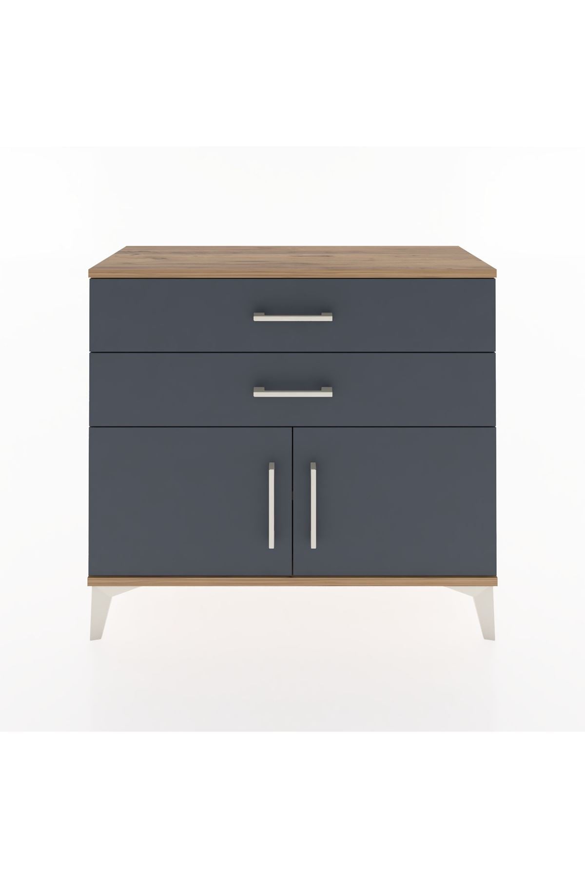 Arges Şifonyer Tek Raflı 2 Çekmeceli 2 Kapaklı 88x30x80 Çam-Antrasit