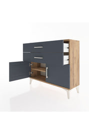 Arges Şifonyer Tek Raflı 2 Çekmeceli 2 Kapaklı 88x30x80 Çam-Antrasit