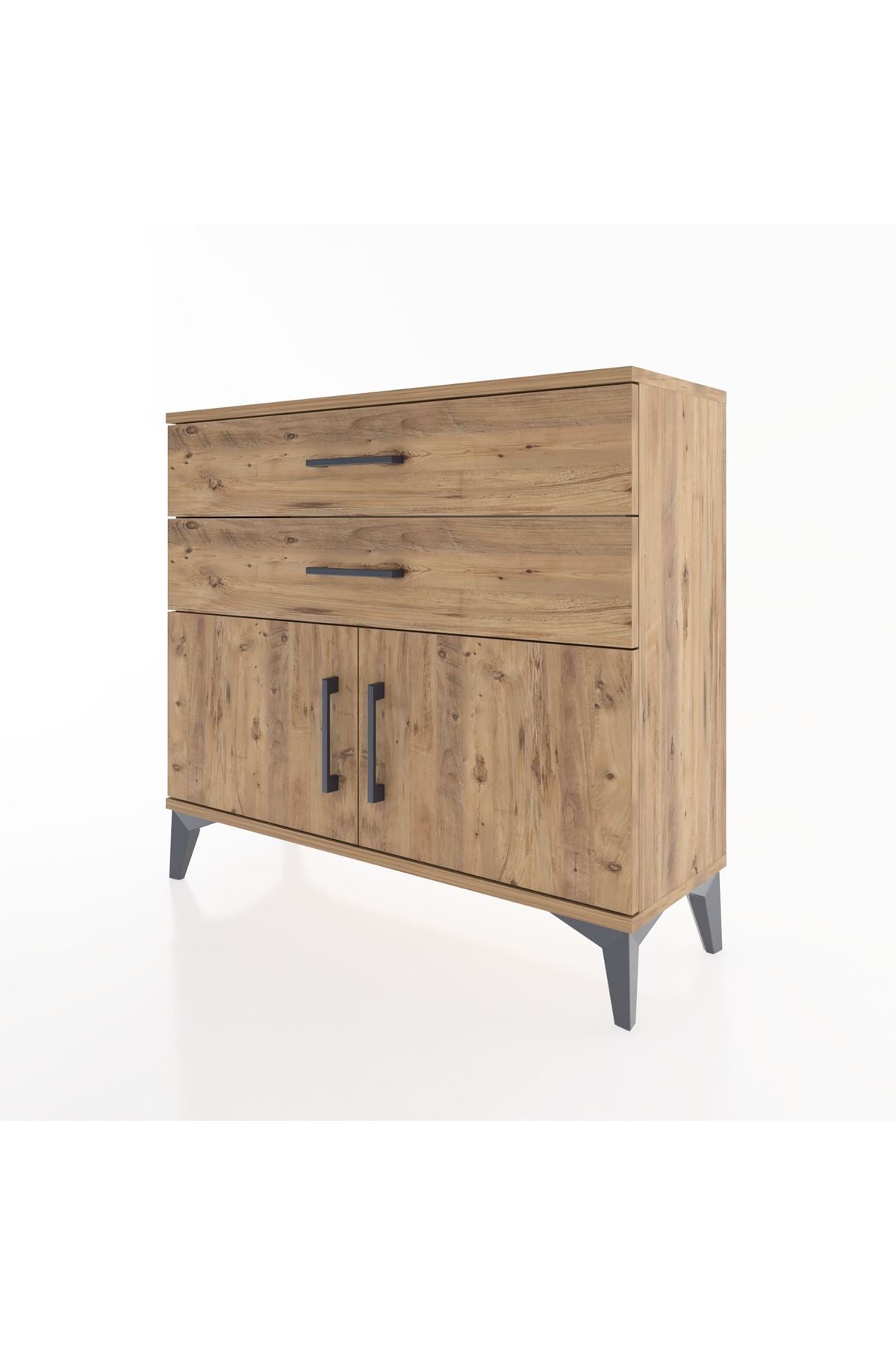 Arges Şifonyer Tek Raflı 2 Çekmeceli 2 Kapaklı 88x30x80 Çam-Çam