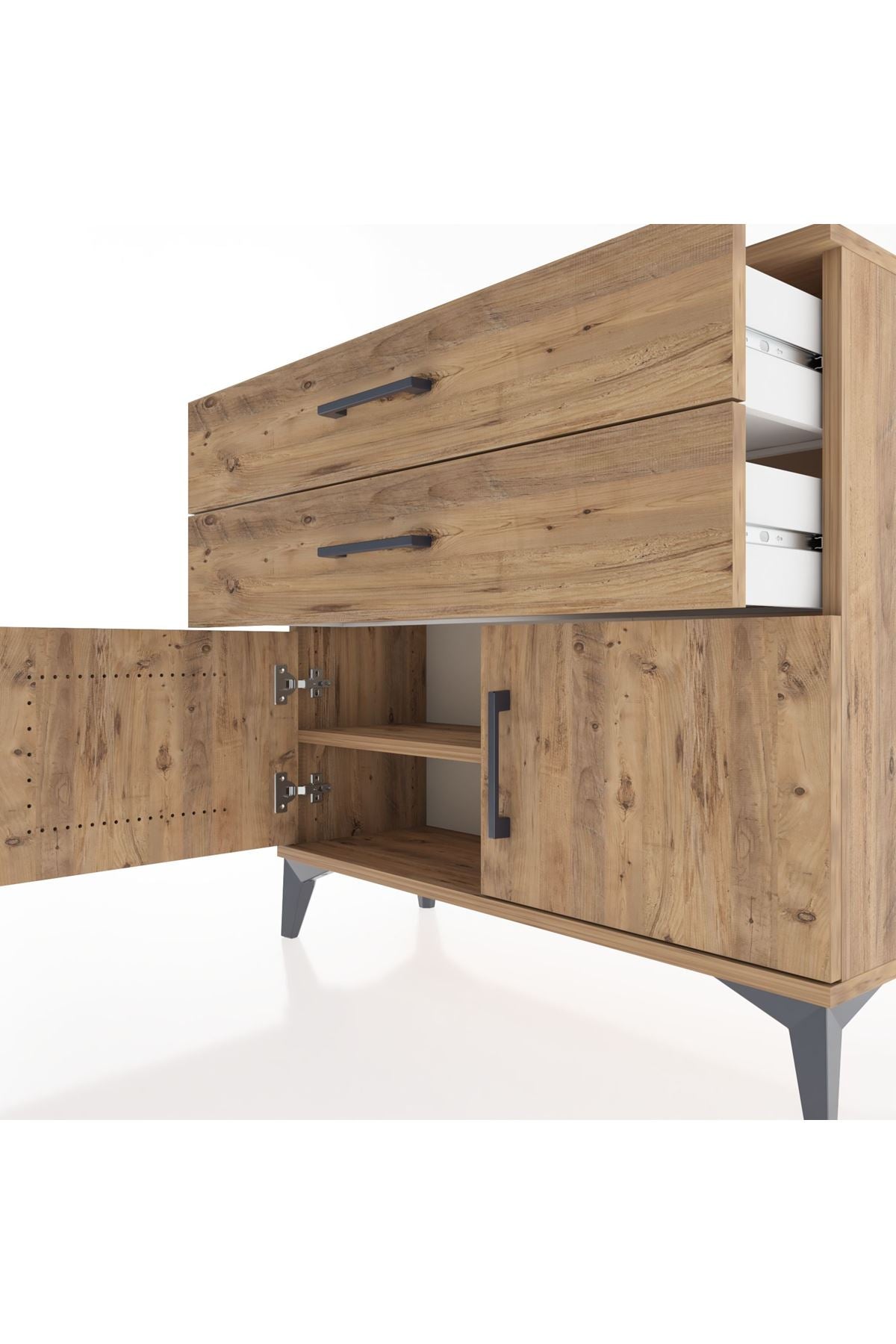 Arges Şifonyer Tek Raflı 2 Çekmeceli 2 Kapaklı 88x30x80 Çam-Çam