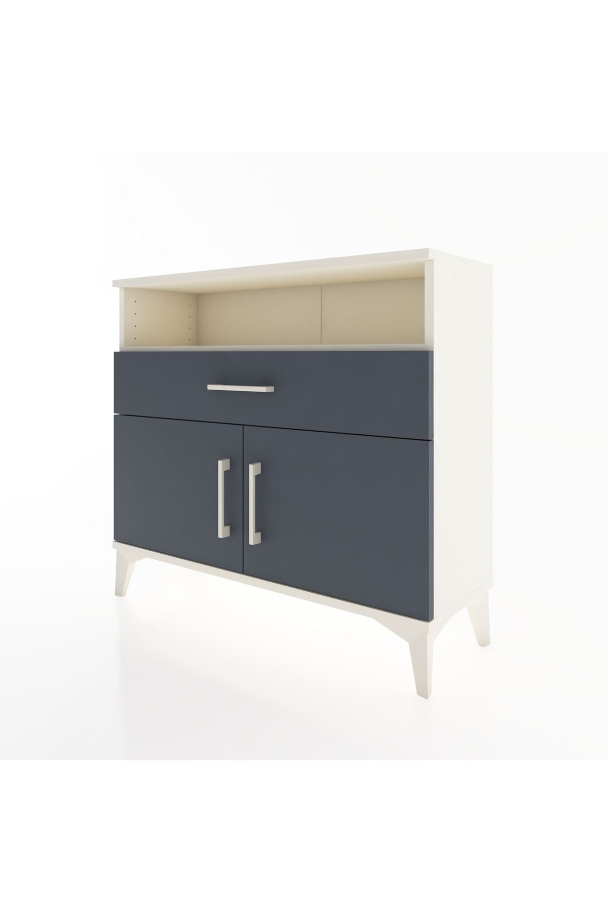 Arges Şifonyer 2 Raflı Tek Çekmeceli 2 Kapaklı 88x30x80 Aytaşı-Antrasit