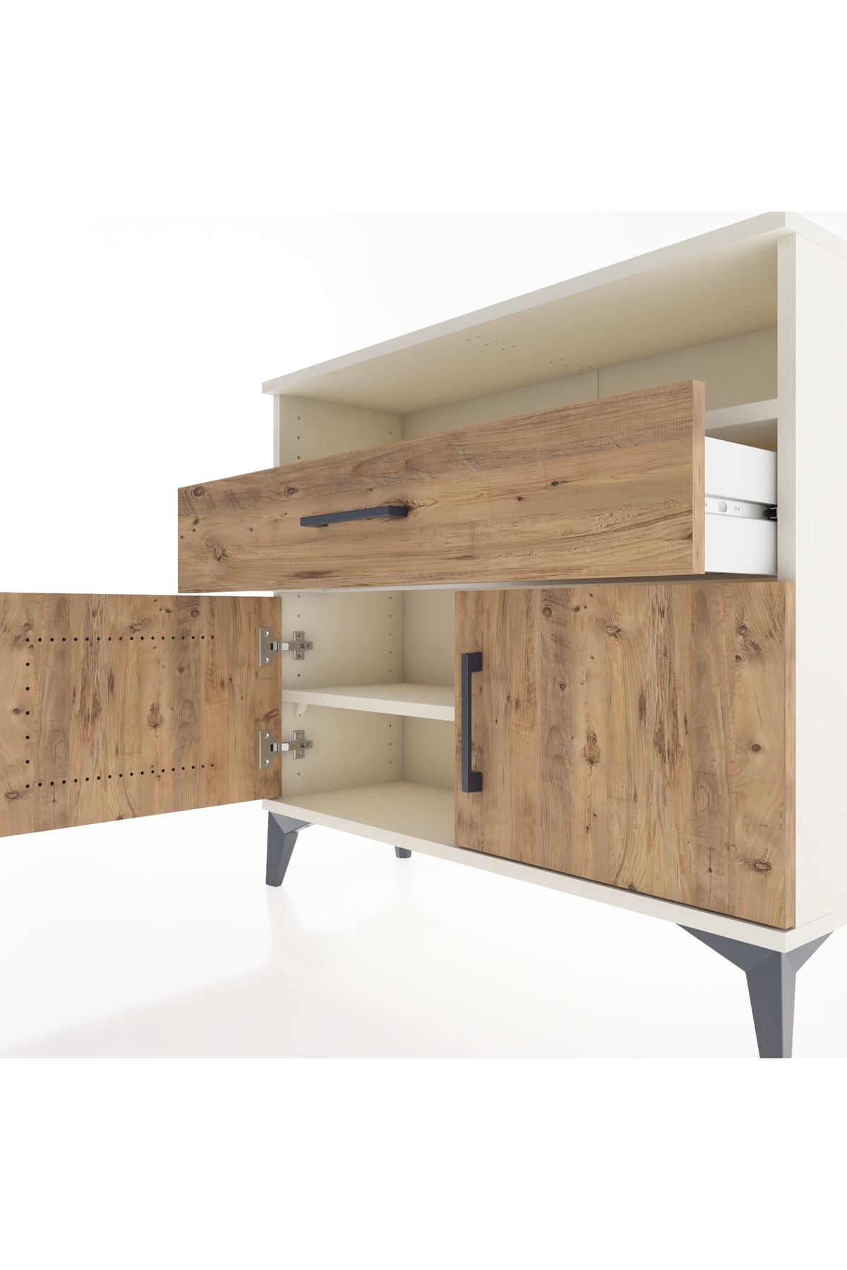 Arges Şifonyer 2 Raflı Tek Çekmeceli 2 Kapaklı 88x30x80 Aytaşı-Çam