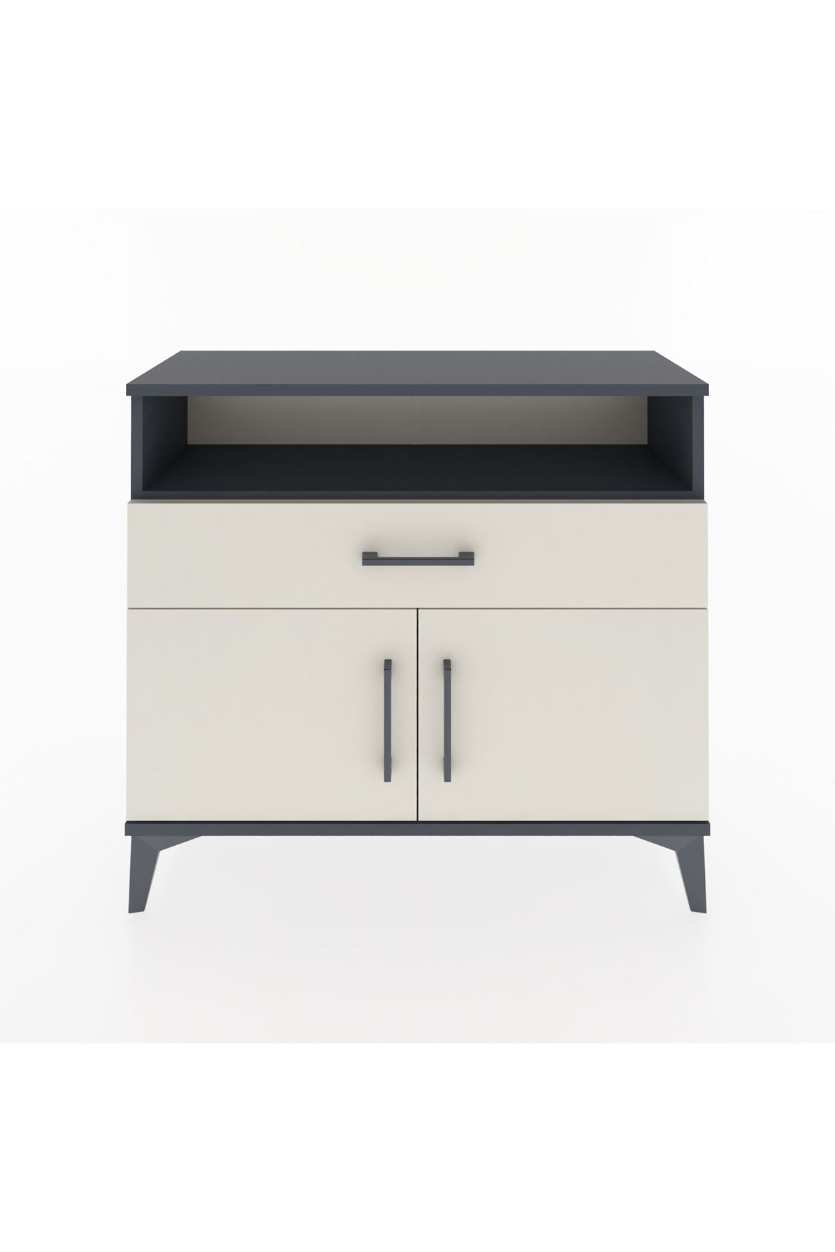 Arges Şifonyer 2 Raflı Tek Çekmeceli 2 Kapaklı 88x30x80 Antrasit-Aytaşı