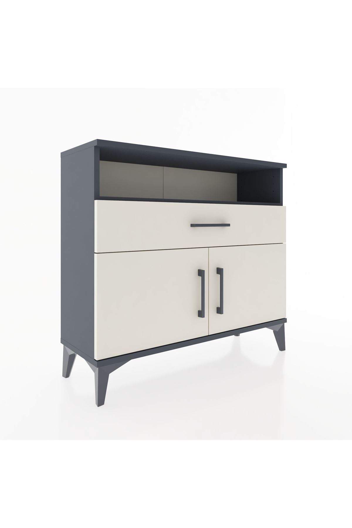 Arges Şifonyer 2 Raflı Tek Çekmeceli 2 Kapaklı 88x30x80 Antrasit-Aytaşı