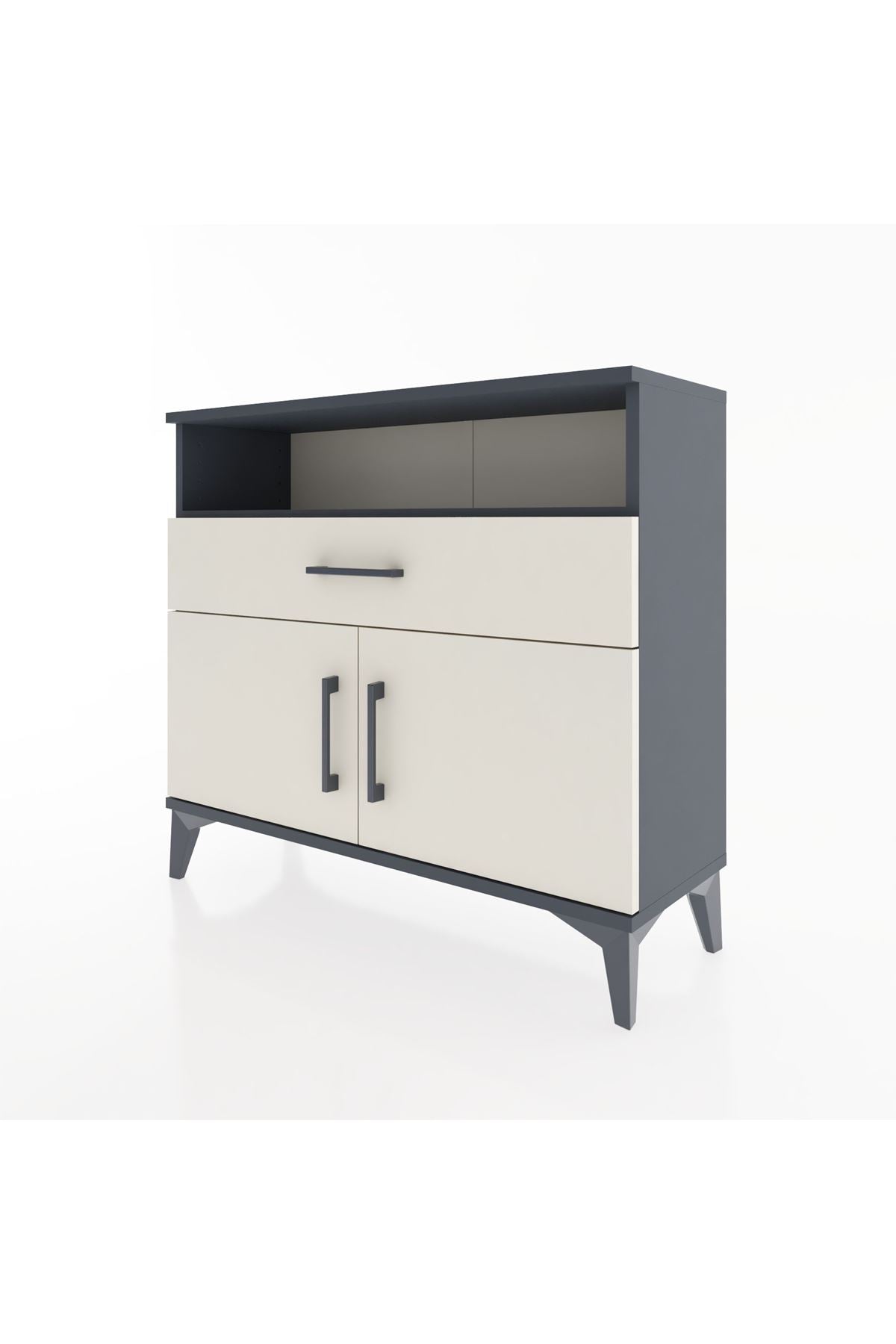 Arges Şifonyer 2 Raflı Tek Çekmeceli 2 Kapaklı 88x30x80 Antrasit-Aytaşı