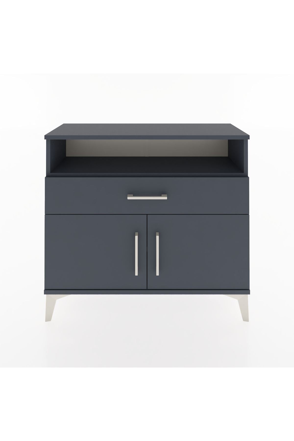 Arges Şifonyer 2 Raflı Tek Çekmeceli 2 Kapaklı 88x30x80 Antrasit-Antrasit