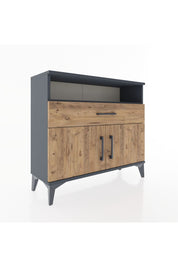 Arges Şifonyer 2 Raflı Tek Çekmeceli 2 Kapaklı 88x30x80 Antrasit-Çam