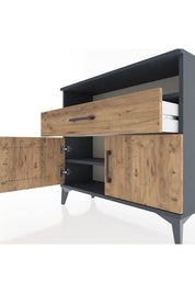 Arges Şifonyer 2 Raflı Tek Çekmeceli 2 Kapaklı 88x30x80 Antrasit-Çam