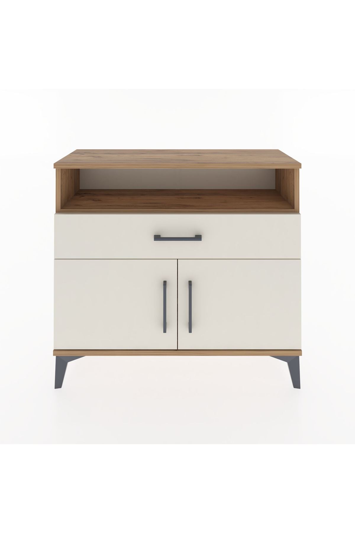 Arges Şifonyer 2 Raflı Tek Çekmeceli 2 Kapaklı 88x30x80 Çam-Aytaşı