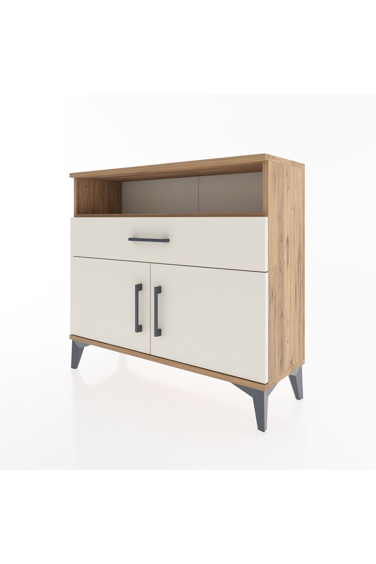 Arges Şifonyer 2 Raflı Tek Çekmeceli 2 Kapaklı 88x30x80 Çam-Aytaşı
