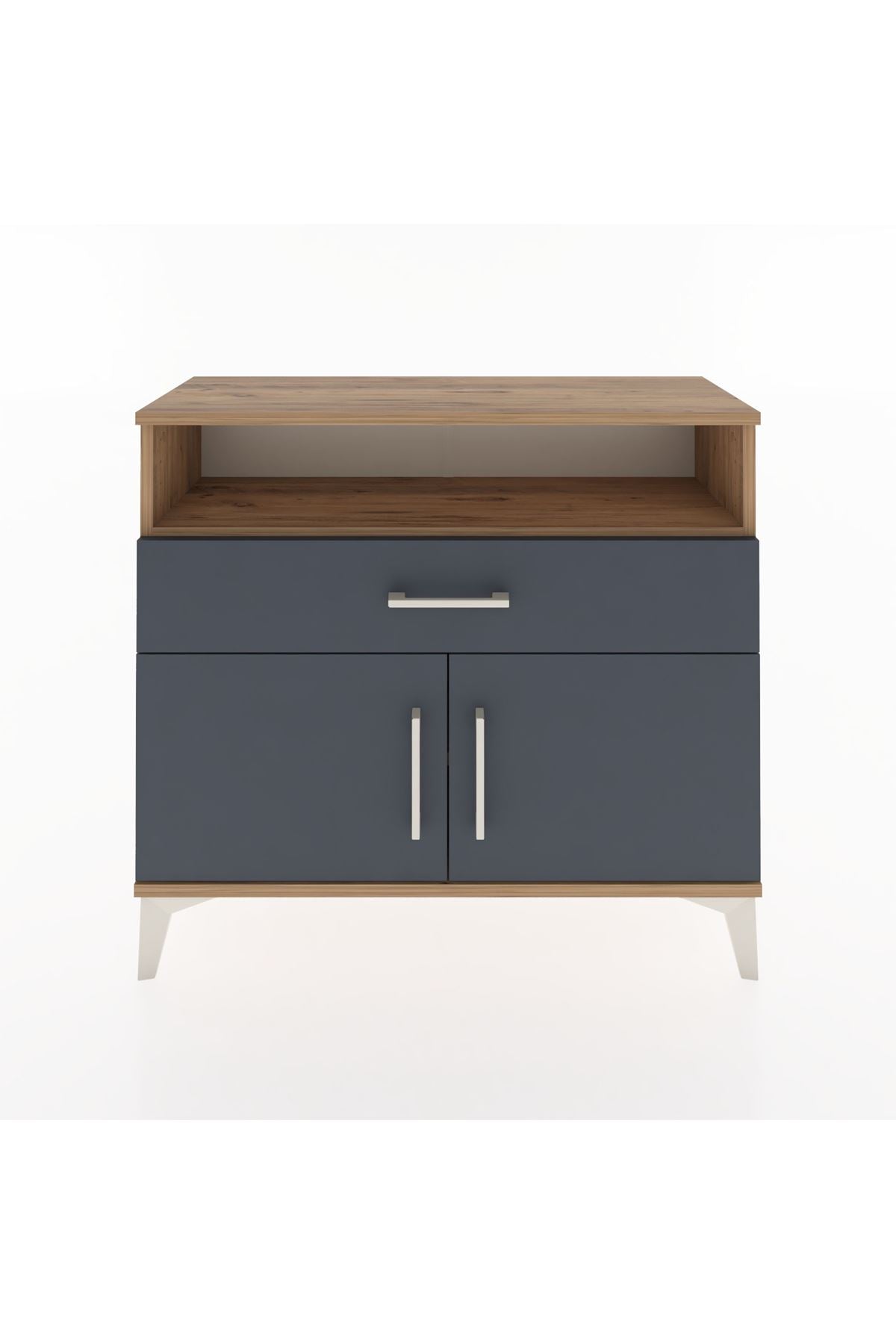 Arges Şifonyer 2 Raflı Tek Çekmeceli 2 Kapaklı 88x30x80 Çam-Antrasit