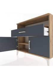 Arges Şifonyer 2 Raflı Tek Çekmeceli 2 Kapaklı 88x30x80 Çam-Antrasit