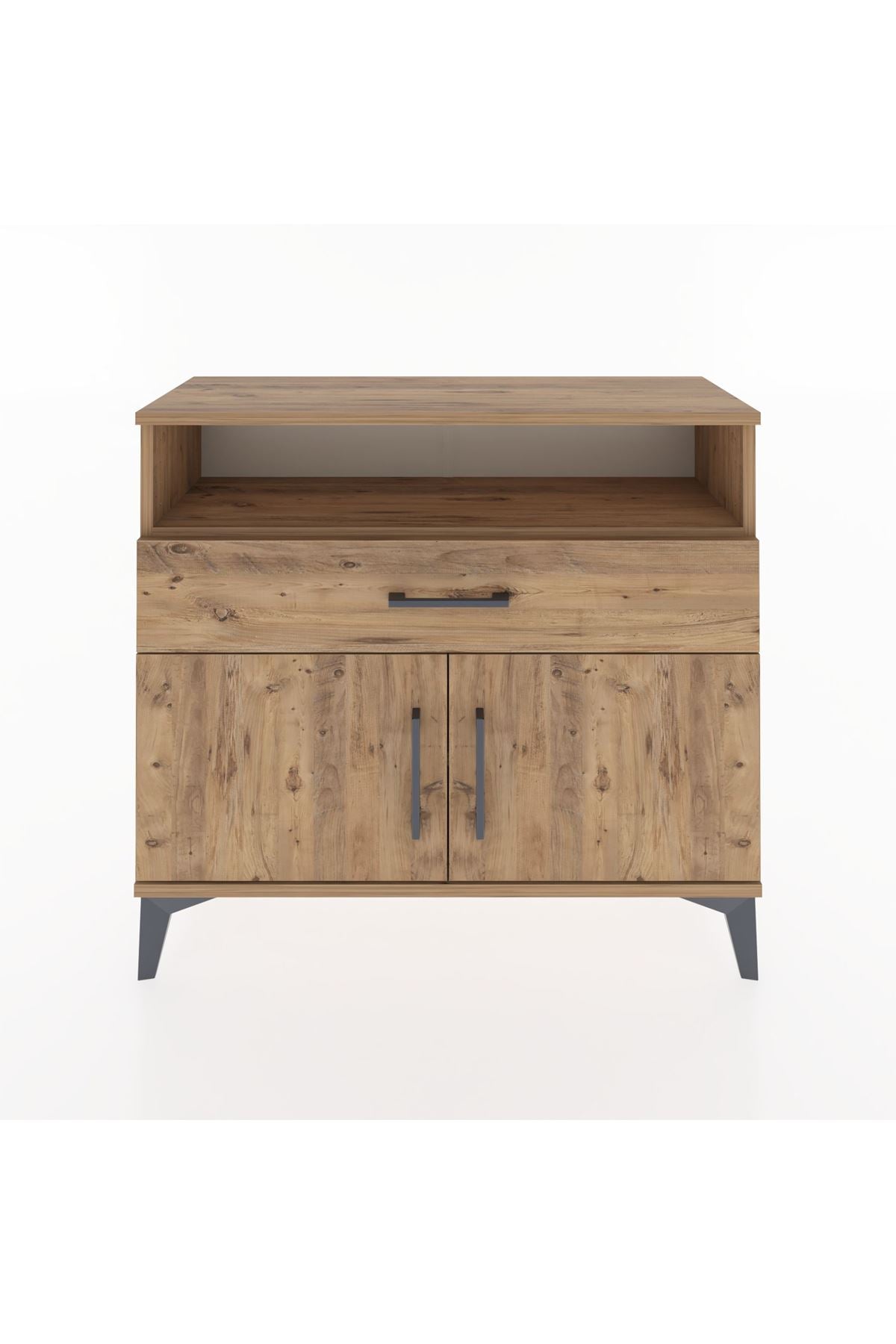 Arges Şifonyer 2 Raflı Tek Çekmeceli 2 Kapaklı 88x30x80 Çam-Çam