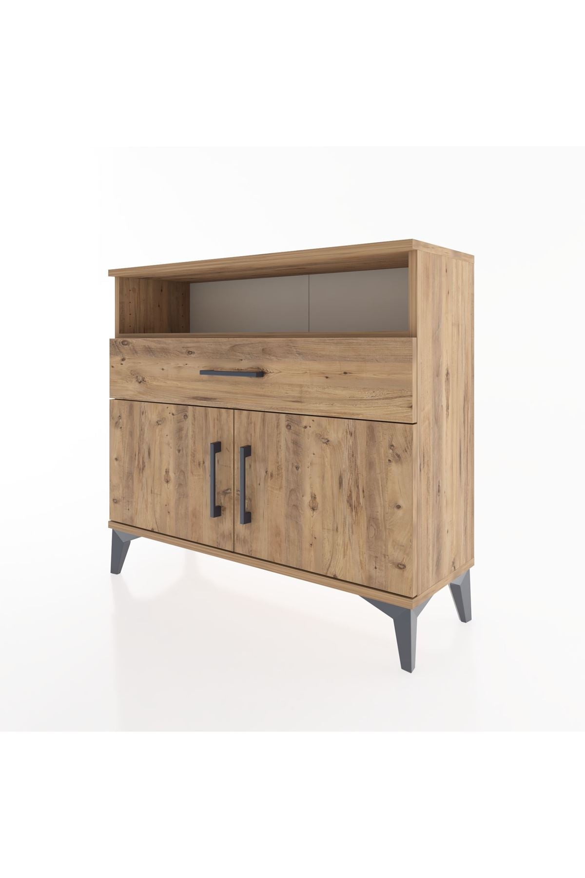 Arges Şifonyer 2 Raflı Tek Çekmeceli 2 Kapaklı 88x30x80 Çam-Çam