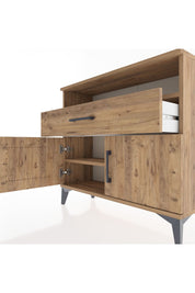 Arges Şifonyer 2 Raflı Tek Çekmeceli 2 Kapaklı 88x30x80 Çam-Çam