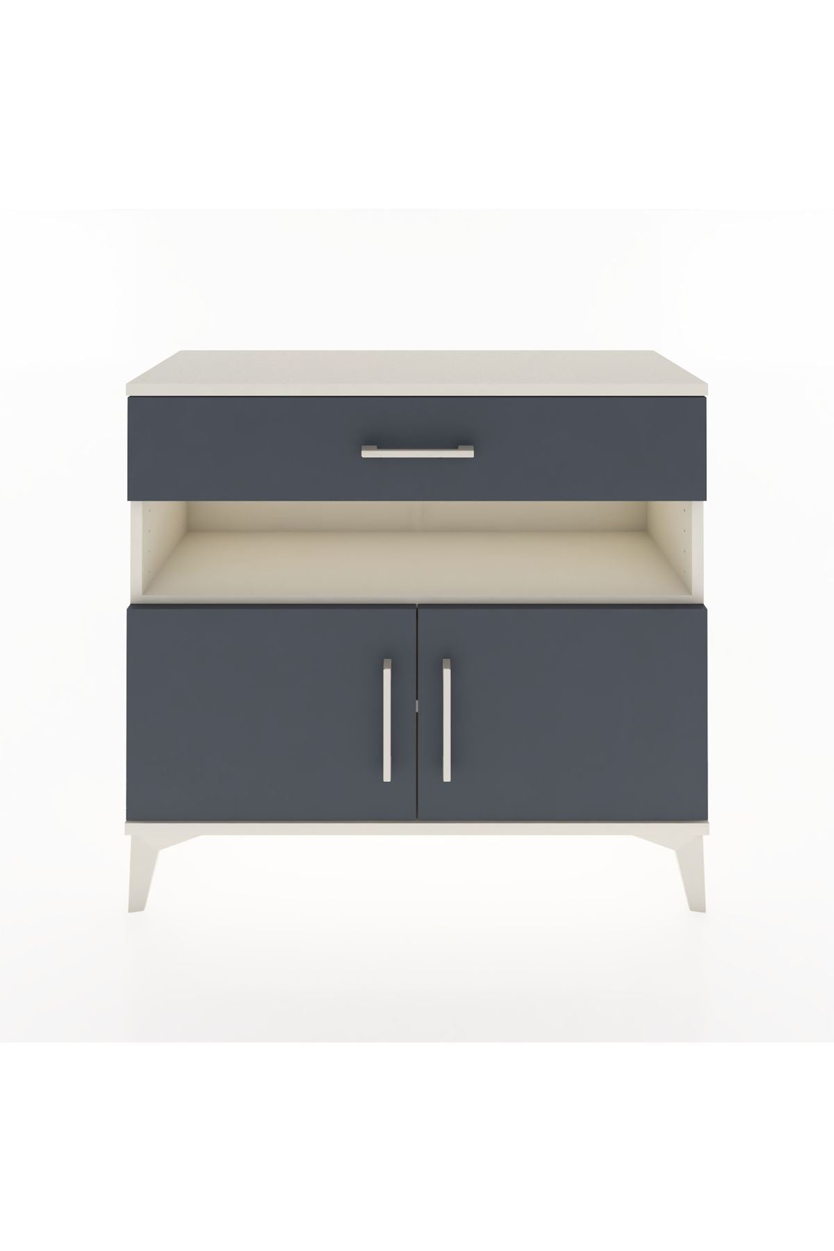 Arges Şifonyer 2 Raflı Tek Çekmeceli 2 Kapaklı 88x30x80 Aytaşı-Antrasit