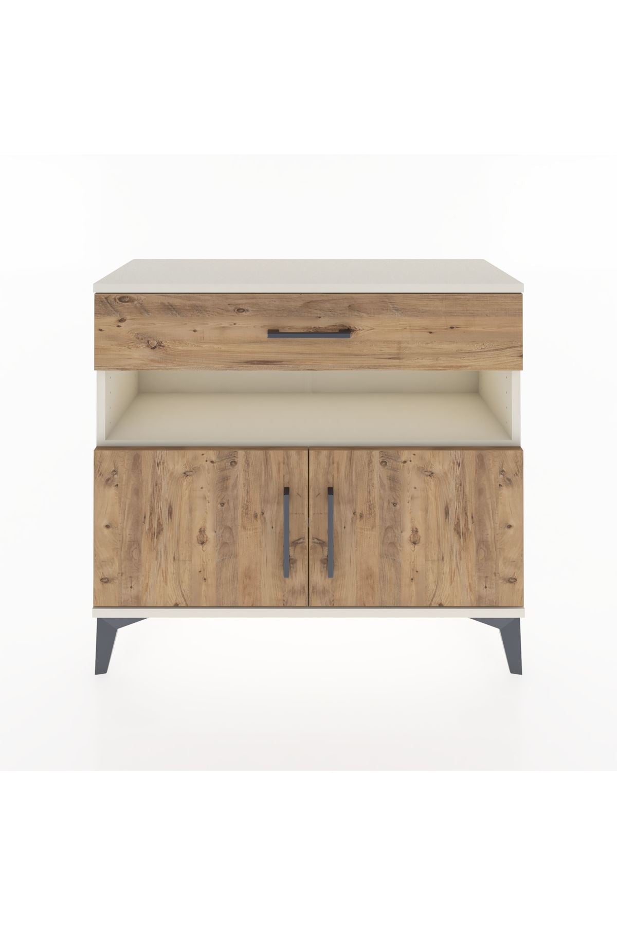 Arges Şifonyer 2 Raflı Tek Çekmeceli 2 Kapaklı 88x30x80 Aytaşı-Çam