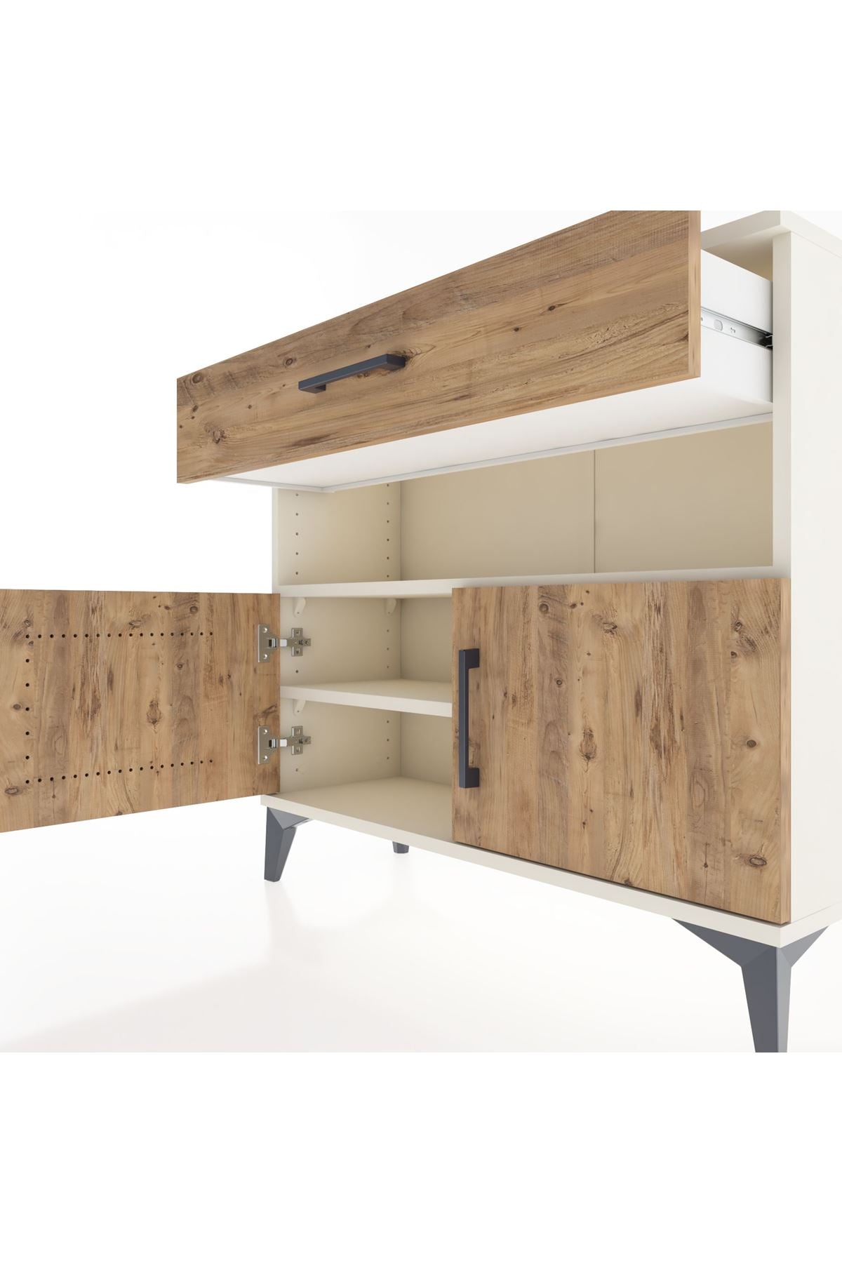 Arges Şifonyer 2 Raflı Tek Çekmeceli 2 Kapaklı 88x30x80 Aytaşı-Çam