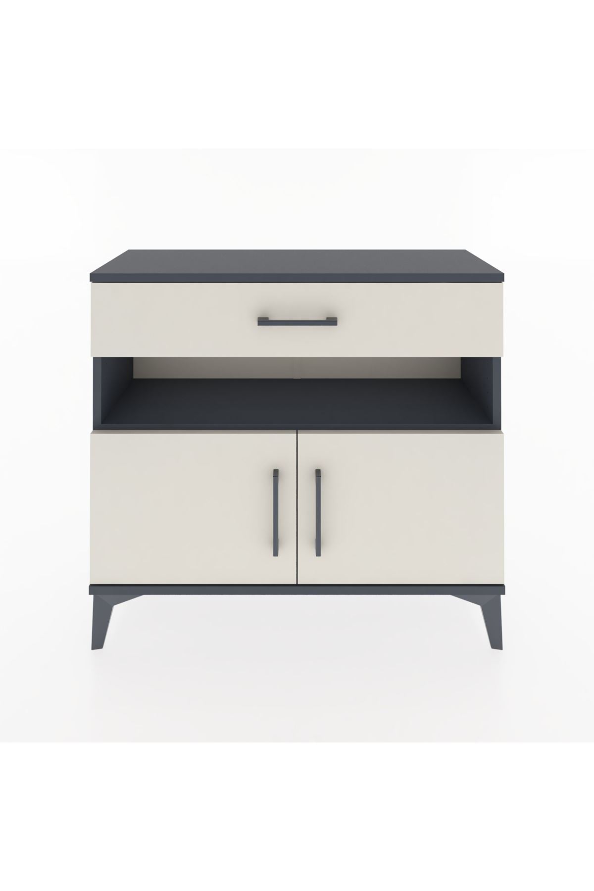 Arges Şifonyer 2 Raflı Tek Çekmeceli 2 Kapaklı 88x30x80 Antrasit-Aytaşı