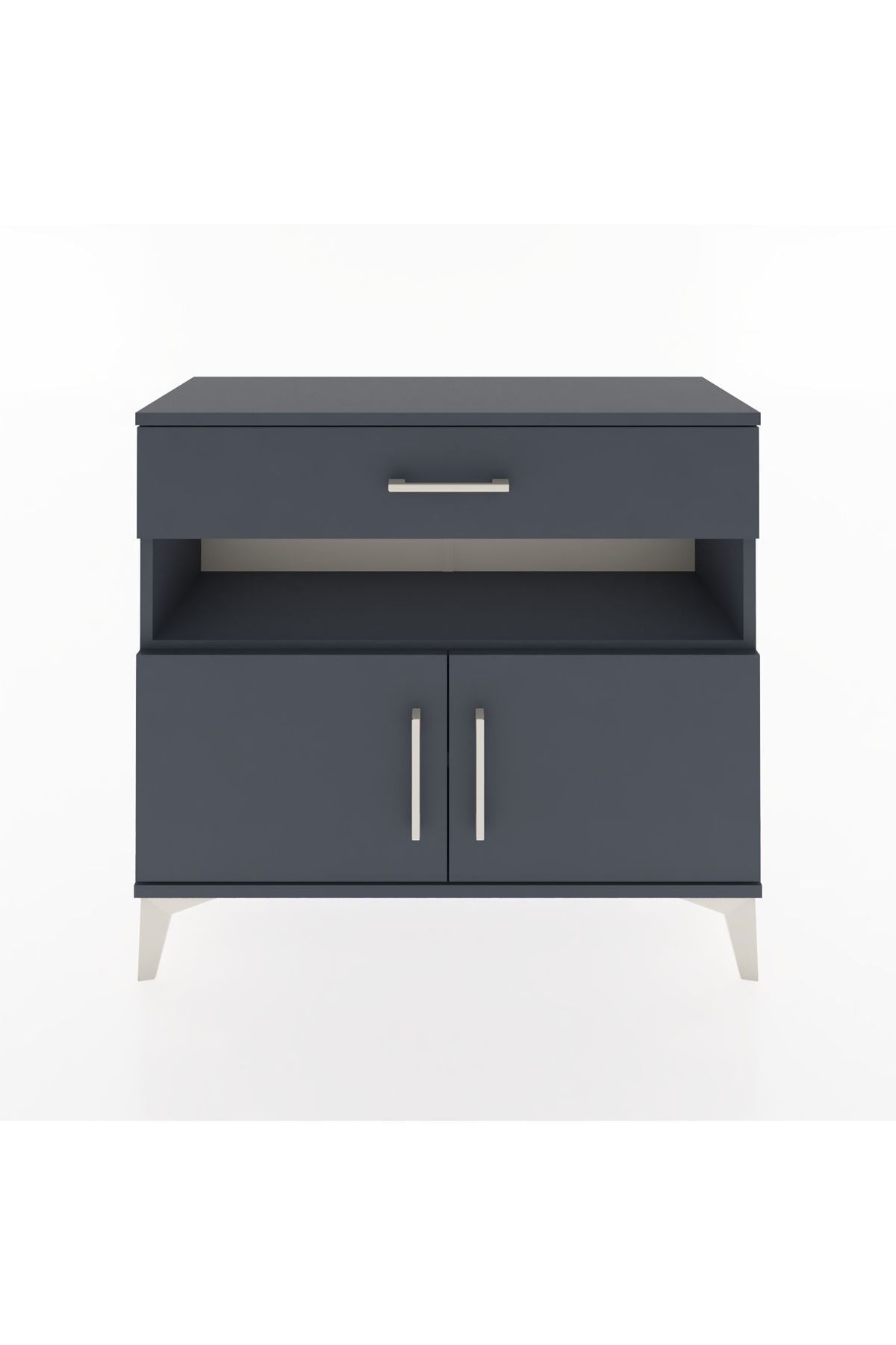 Arges Şifonyer 2 Raflı Tek Çekmeceli 2 Kapaklı 88x30x80 Antrasit-Antrasit