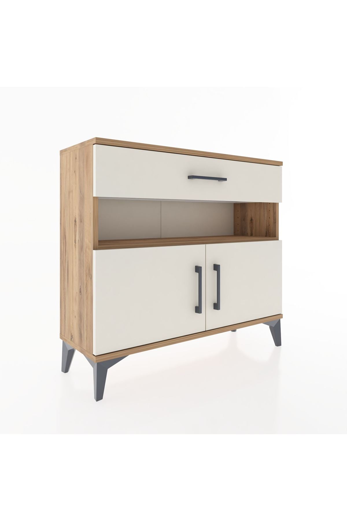 Arges Şifonyer 2 Raflı Tek Çekmeceli 2 Kapaklı 88x30x80 Çam-Aytaşı