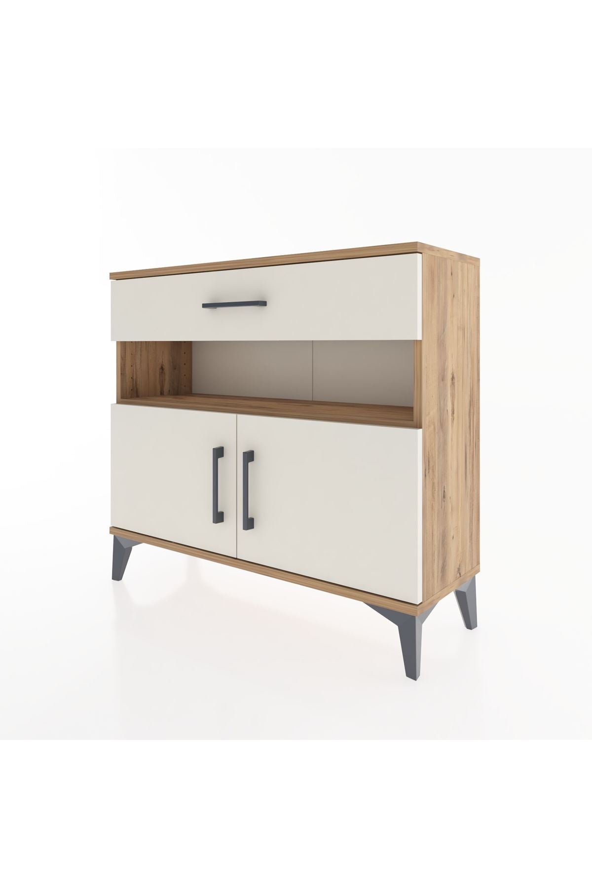 Arges Şifonyer 2 Raflı Tek Çekmeceli 2 Kapaklı 88x30x80 Çam-Aytaşı