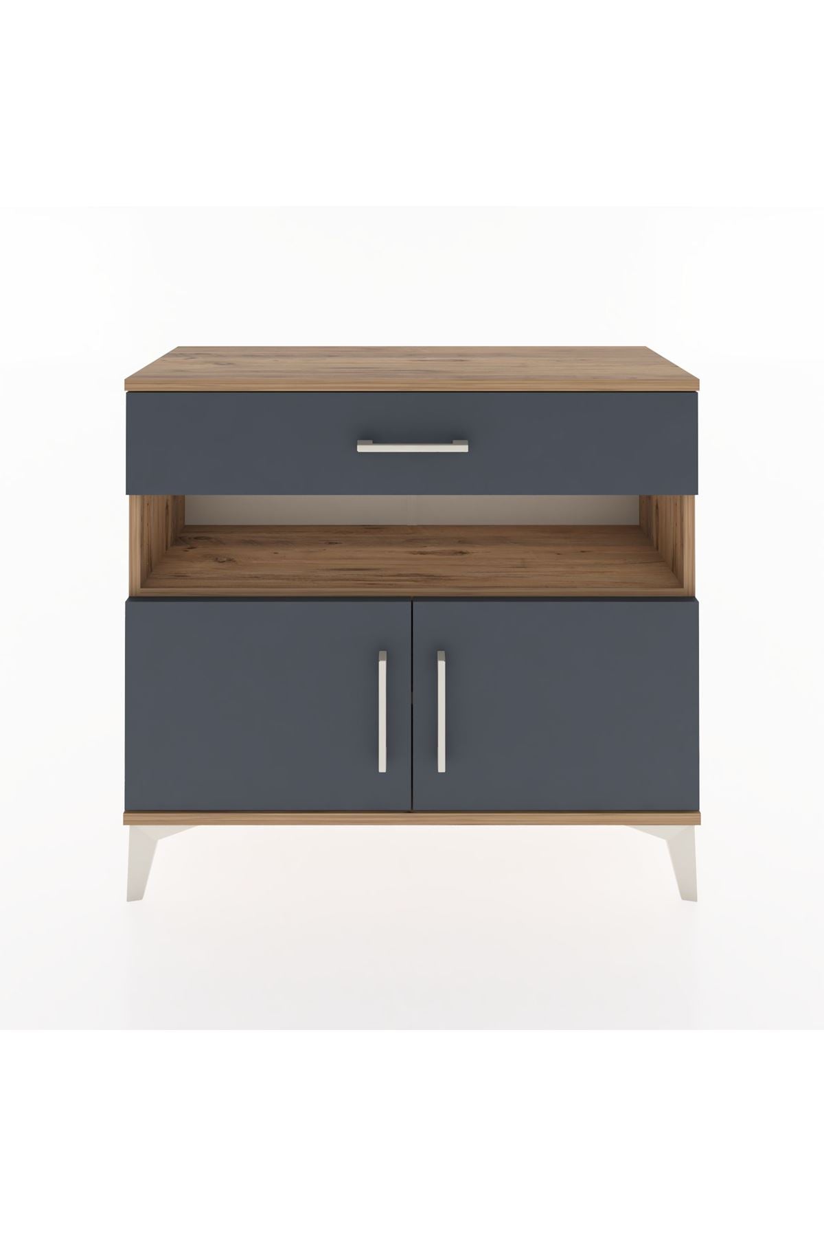 Arges Şifonyer 2 Raflı Tek Çekmeceli 2 Kapaklı 88x30x80 Çam-Antrasit