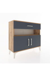 Arges Şifonyer 2 Raflı Tek Çekmeceli 2 Kapaklı 88x30x80 Çam-Antrasit