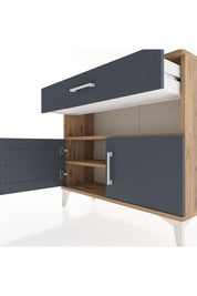 Arges Şifonyer 2 Raflı Tek Çekmeceli 2 Kapaklı 88x30x80 Çam-Antrasit