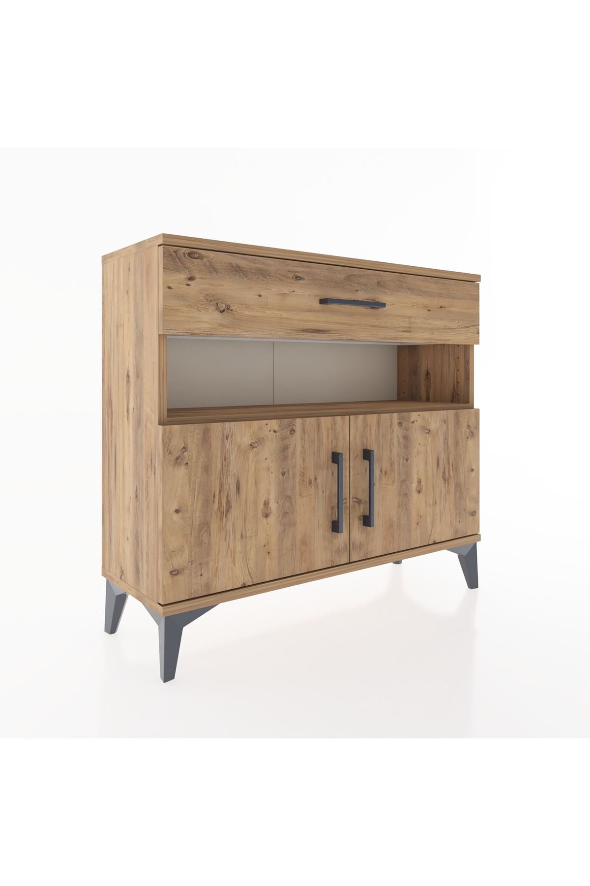 Arges Şifonyer 2 Raflı Tek Çekmeceli 2 Kapaklı 88x30x80 Çam-Çam