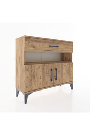 Arges Şifonyer 2 Raflı Tek Çekmeceli 2 Kapaklı 88x30x80 Çam-Çam