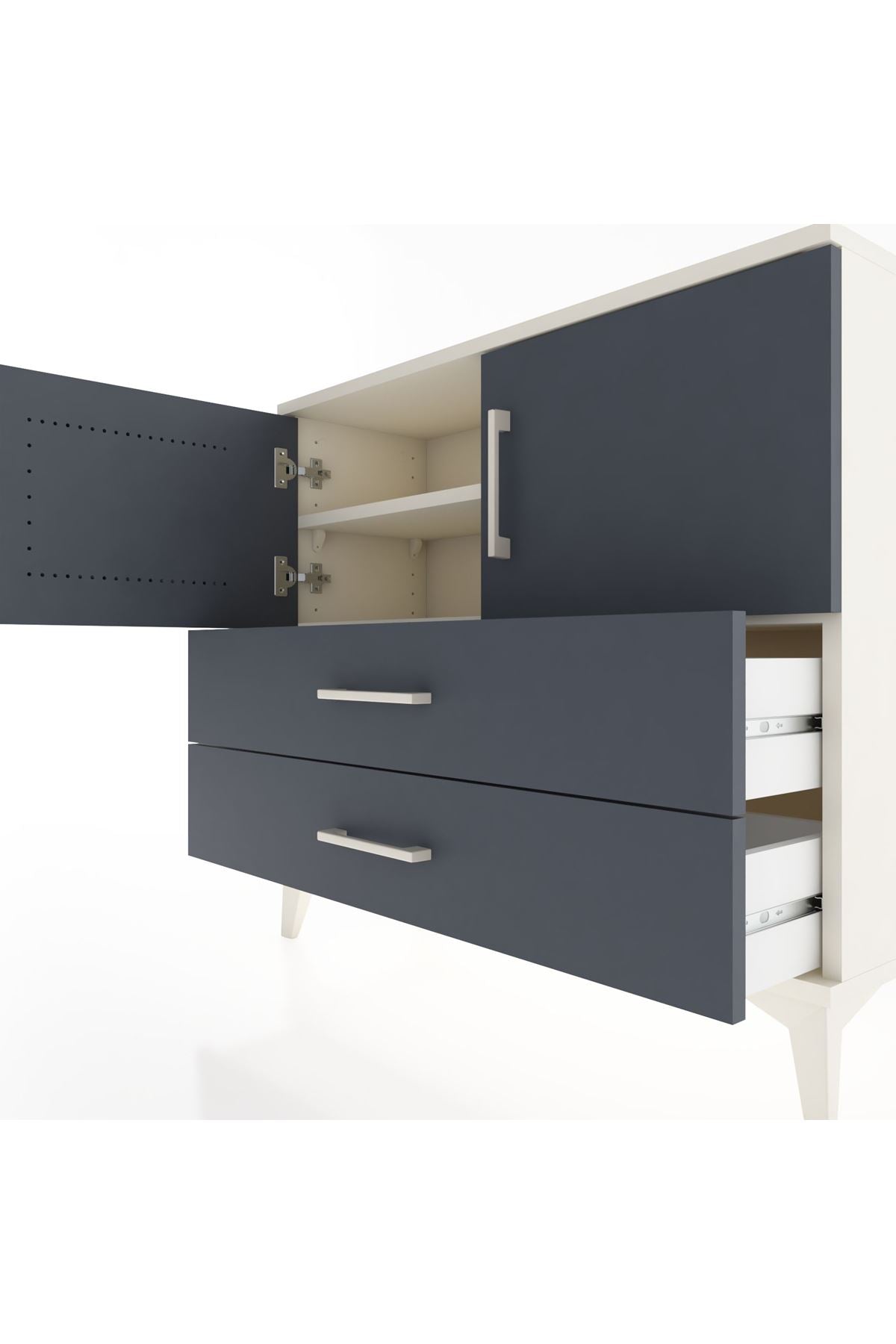 Arges Şifonyer 2 Raflı 2 Çekmeceli 2 Kapaklı 88x30x80 Aytaşı-Antrasit