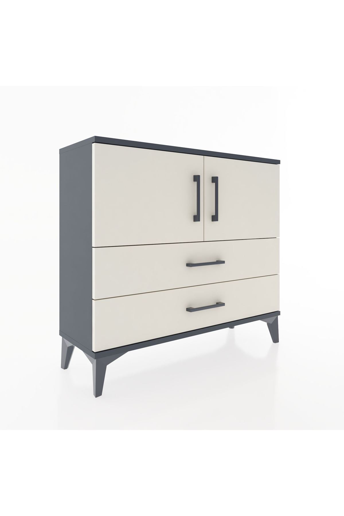 Arges Şifonyer 2 Raflı 2 Çekmeceli 2 Kapaklı 88x30x80 Antrasit-Aytaşı