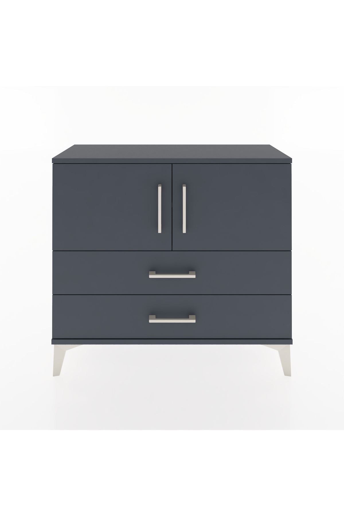 Arges Şifonyer 2 Raflı 2 Çekmeceli 2 Kapaklı 88x30x80 Antrasit-Antrasit