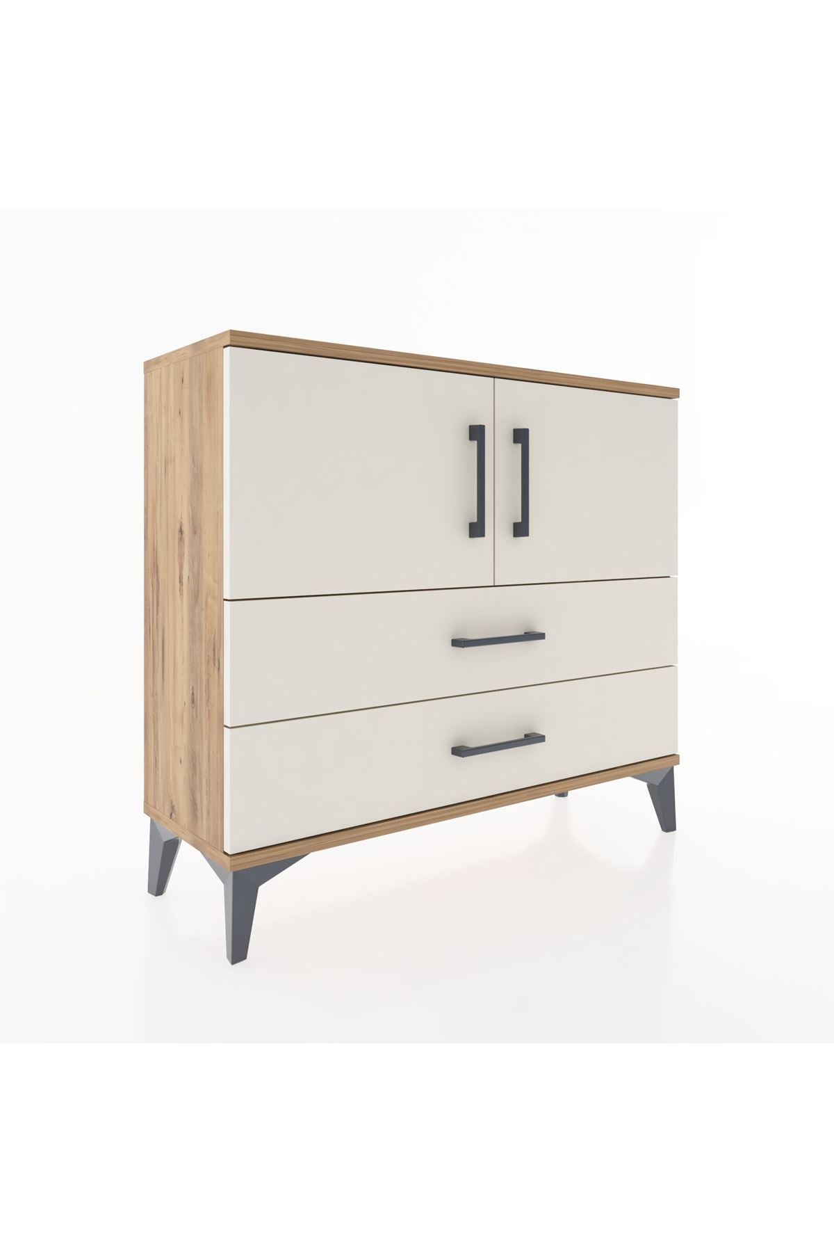 Arges Şifonyer 2 Raflı 2 Çekmeceli 2 Kapaklı 88x30x80 Çam-Aytaşı