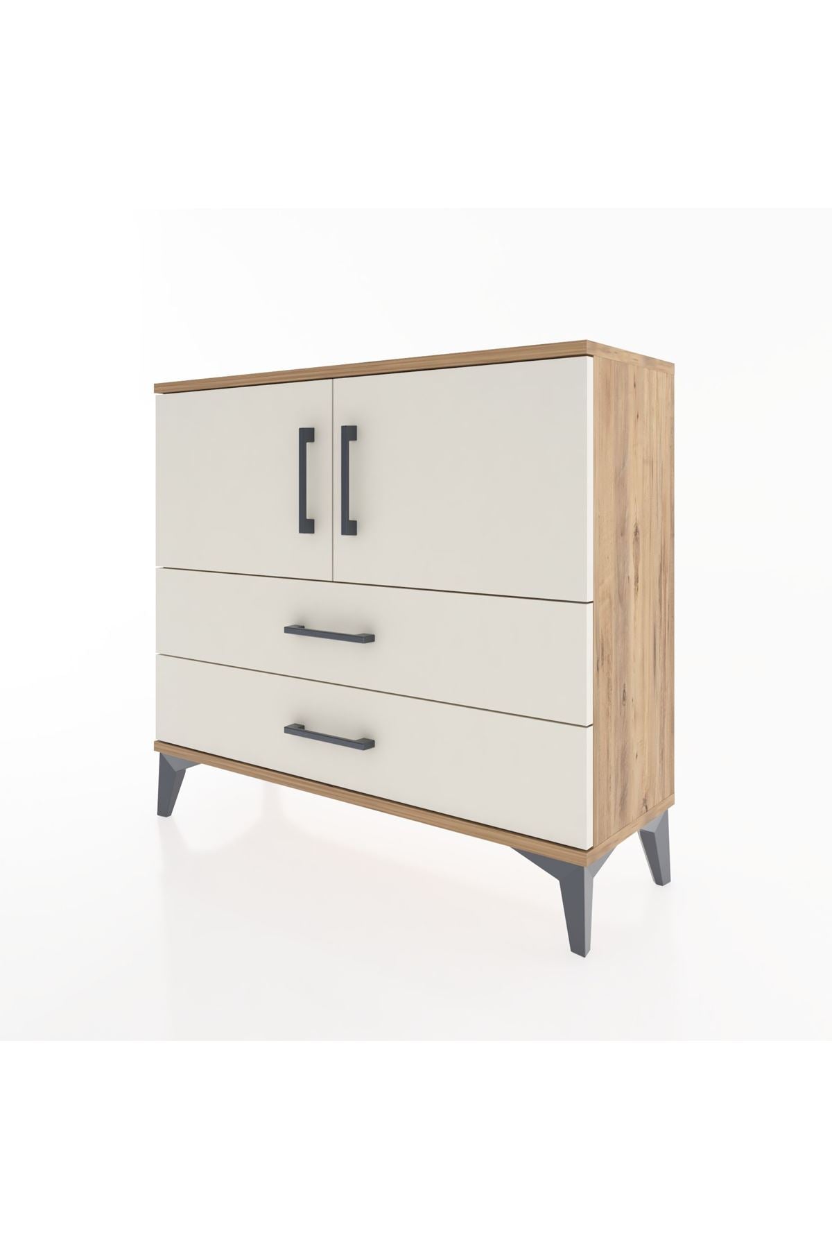 Arges Şifonyer 2 Raflı 2 Çekmeceli 2 Kapaklı 88x30x80 Çam-Aytaşı