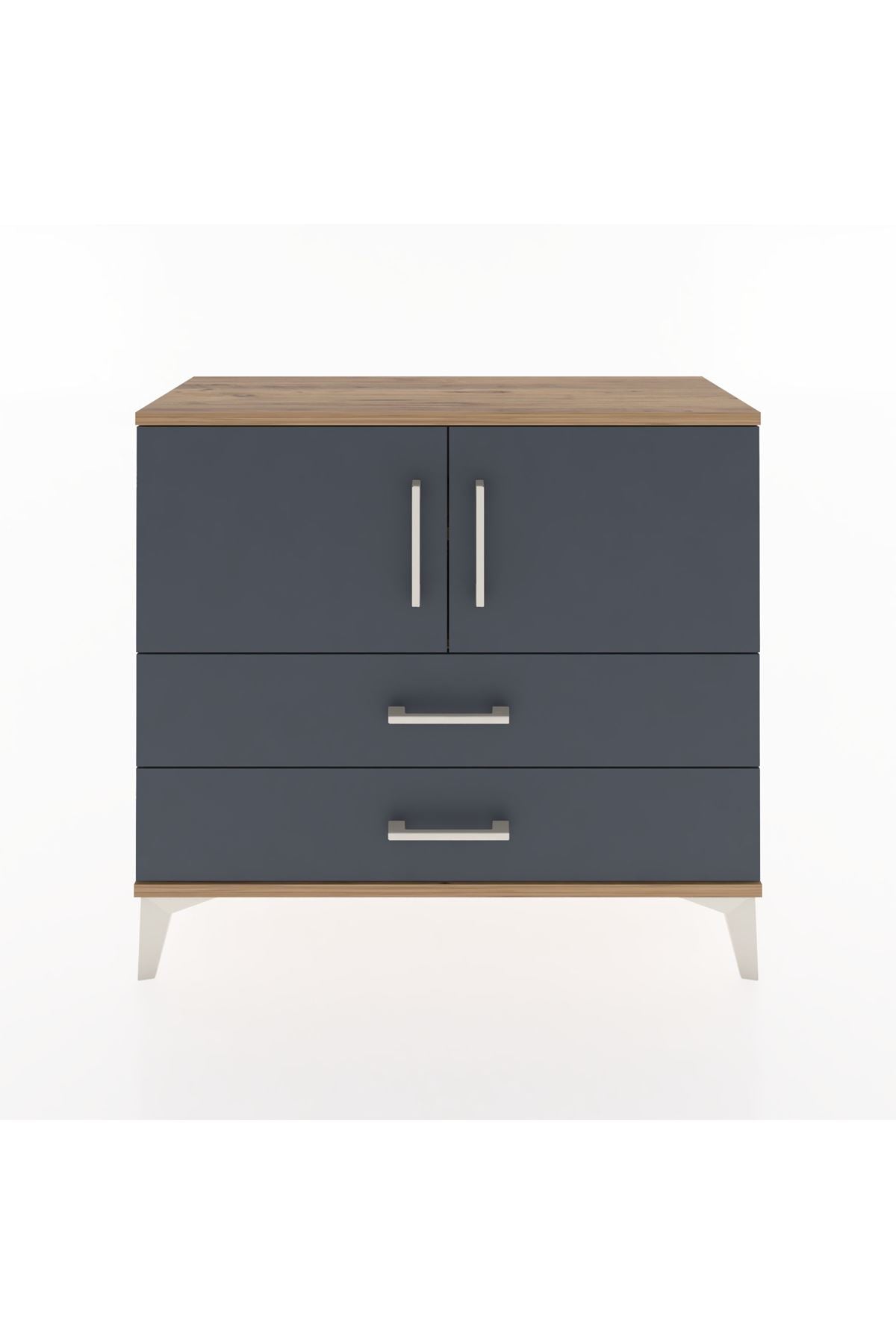 Arges Şifonyer 2 Raflı 2 Çekmeceli 2 Kapaklı 88x30x80 Çam-Antrasit