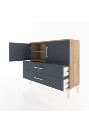 Arges Şifonyer 2 Raflı 2 Çekmeceli 2 Kapaklı 88x30x80 Çam-Antrasit