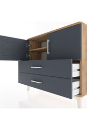 Arges Şifonyer 2 Raflı 2 Çekmeceli 2 Kapaklı 88x30x80 Çam-Antrasit