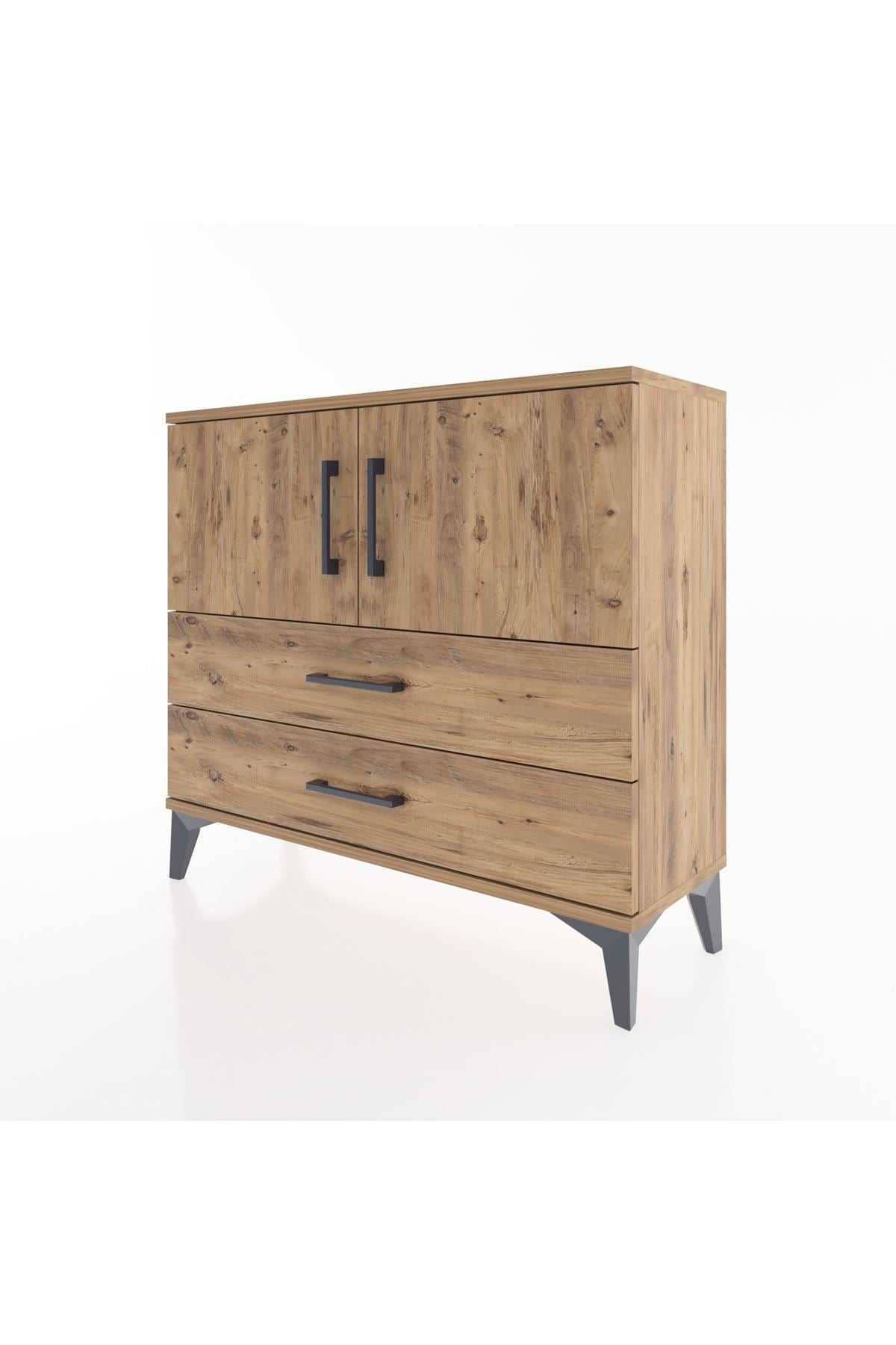 Arges Şifonyer 2 Raflı 2 Çekmeceli 2 Kapaklı 88x30x80 Çam-Çam