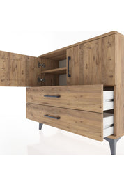 Arges Şifonyer 2 Raflı 2 Çekmeceli 2 Kapaklı 88x30x80 Çam-Çam