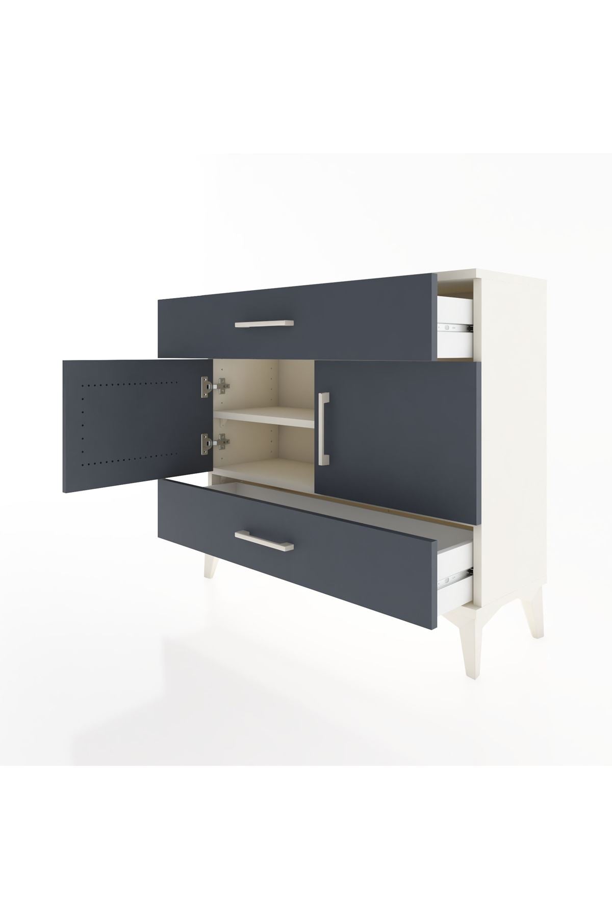 Arges Şifonyer 2 Raflı 2 Çekmeceli 2 Kapaklı 88x30x80 Aytaşı-Antrasit