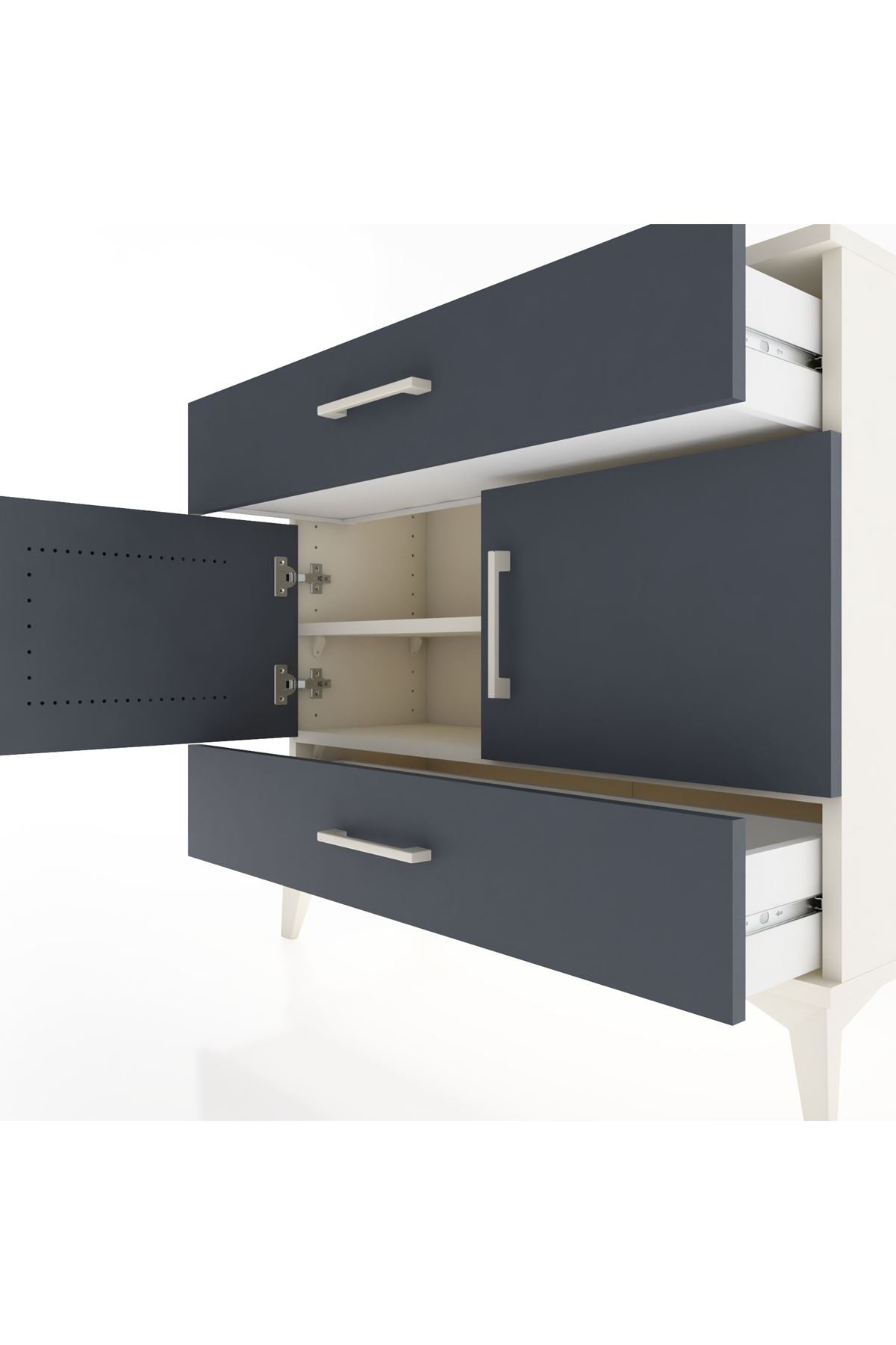 Arges Şifonyer 2 Raflı 2 Çekmeceli 2 Kapaklı 88x30x80 Aytaşı-Antrasit