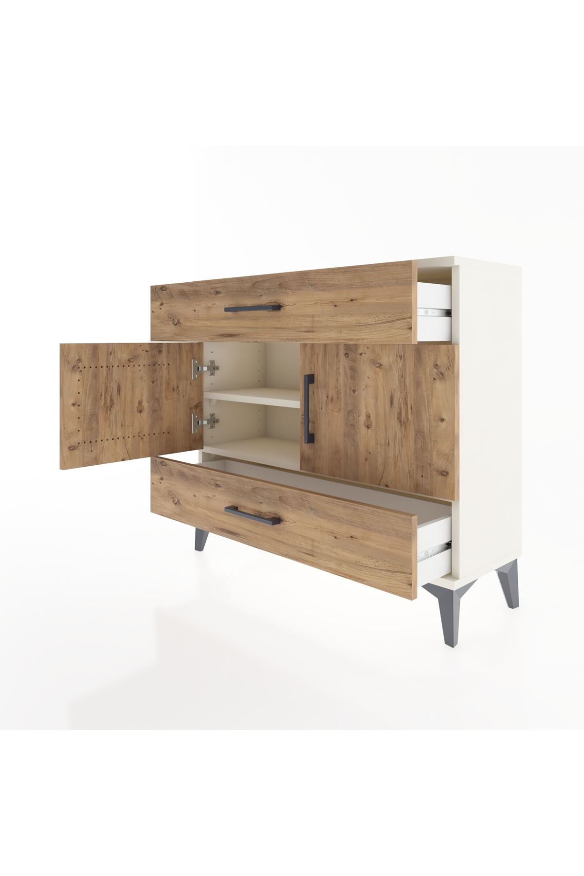 Arges Şifonyer 2 Raflı 2 Çekmeceli 2 Kapaklı 88x30x80 - S03M036V3A