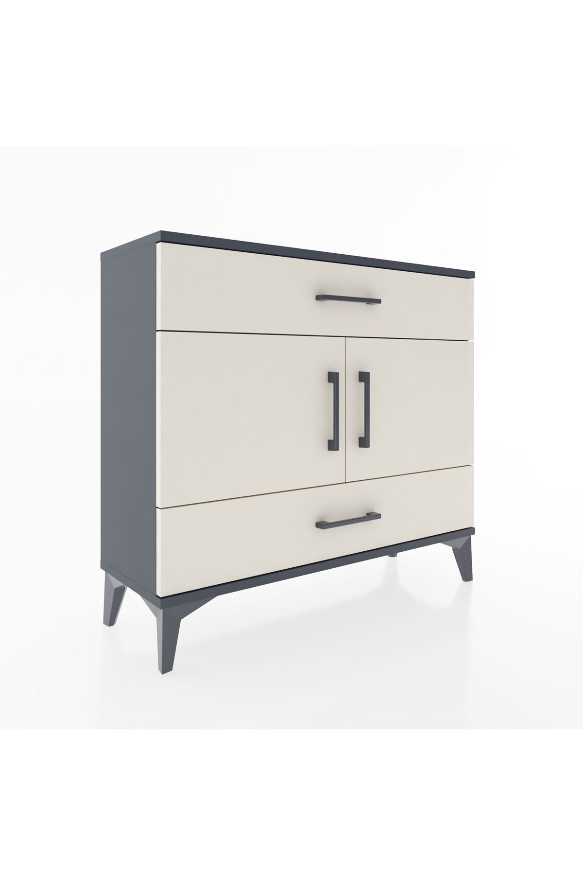 Arges Şifonyer 2 Raflı 2 Çekmeceli 2 Kapaklı 88x30x80 Antrasit-Aytaşı
