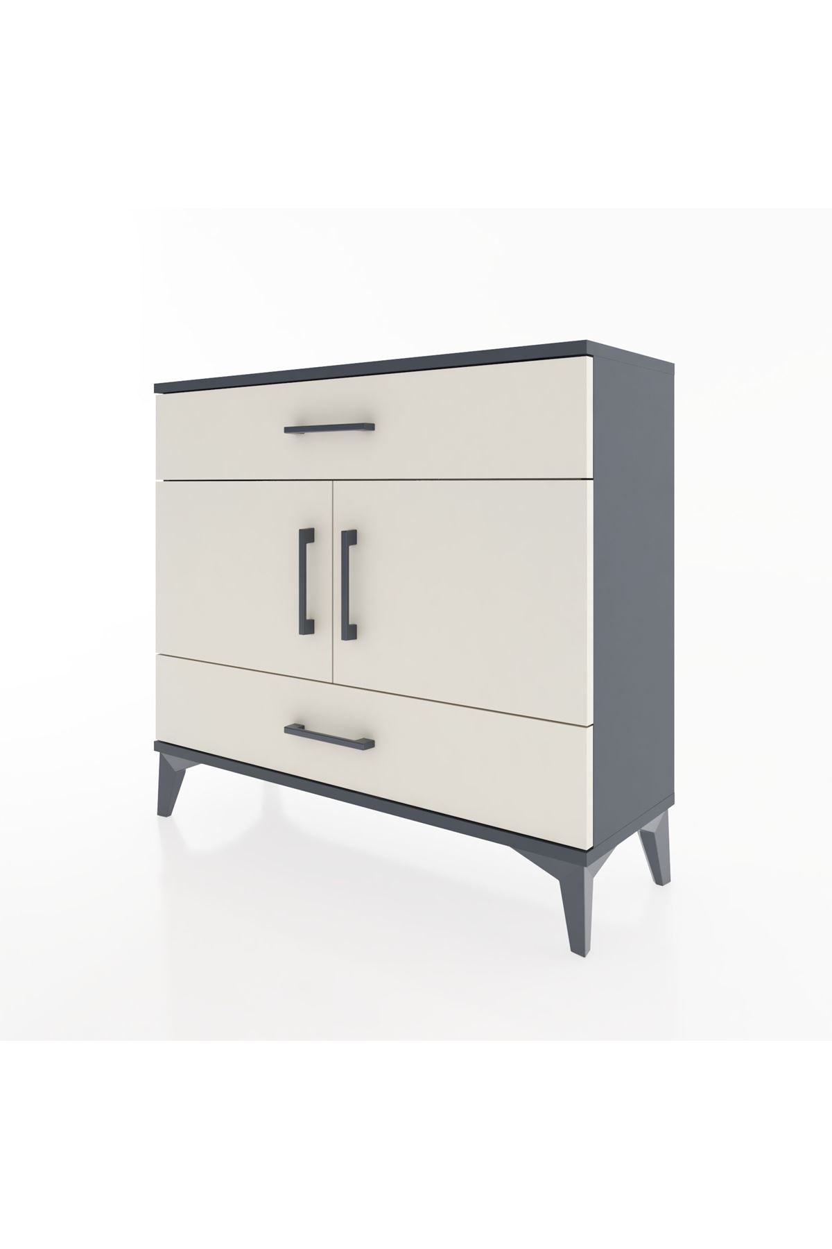 Arges Şifonyer 2 Raflı 2 Çekmeceli 2 Kapaklı 88x30x80 Antrasit-Aytaşı