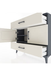 Arges Şifonyer 2 Raflı 2 Çekmeceli 2 Kapaklı 88x30x80 Antrasit-Aytaşı